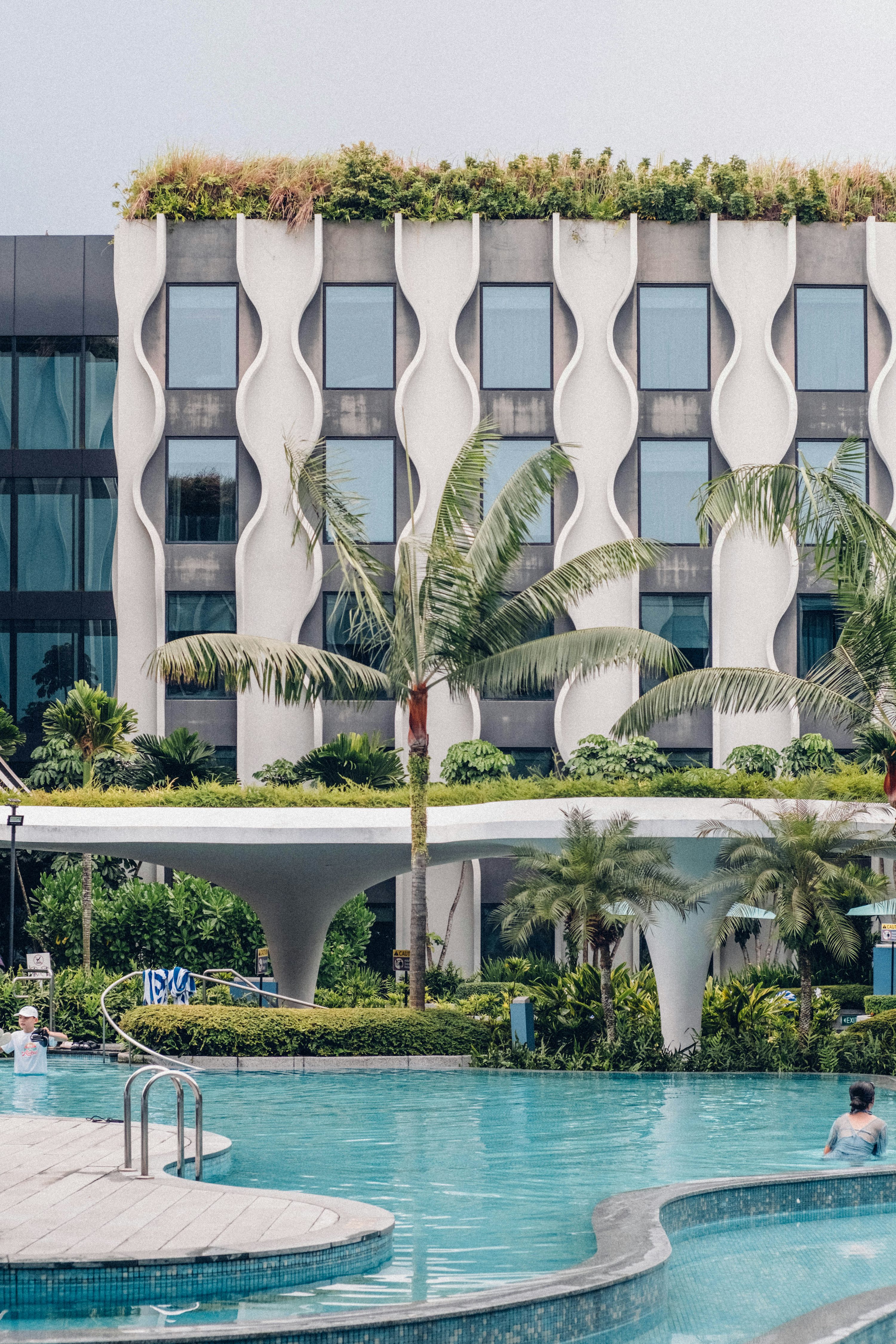 Luxury resort swimming pool overlooking the ocean