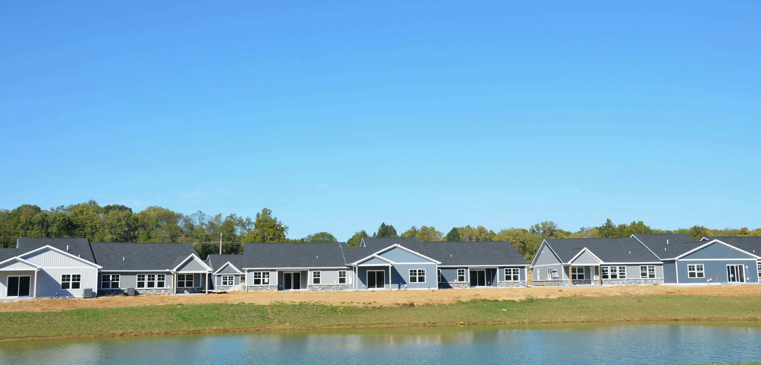 Modern residential homes near a waterfront